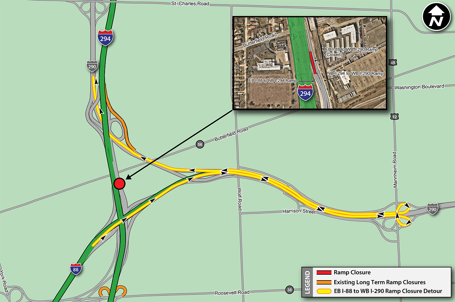EB I-88 to WB I-290 Detour