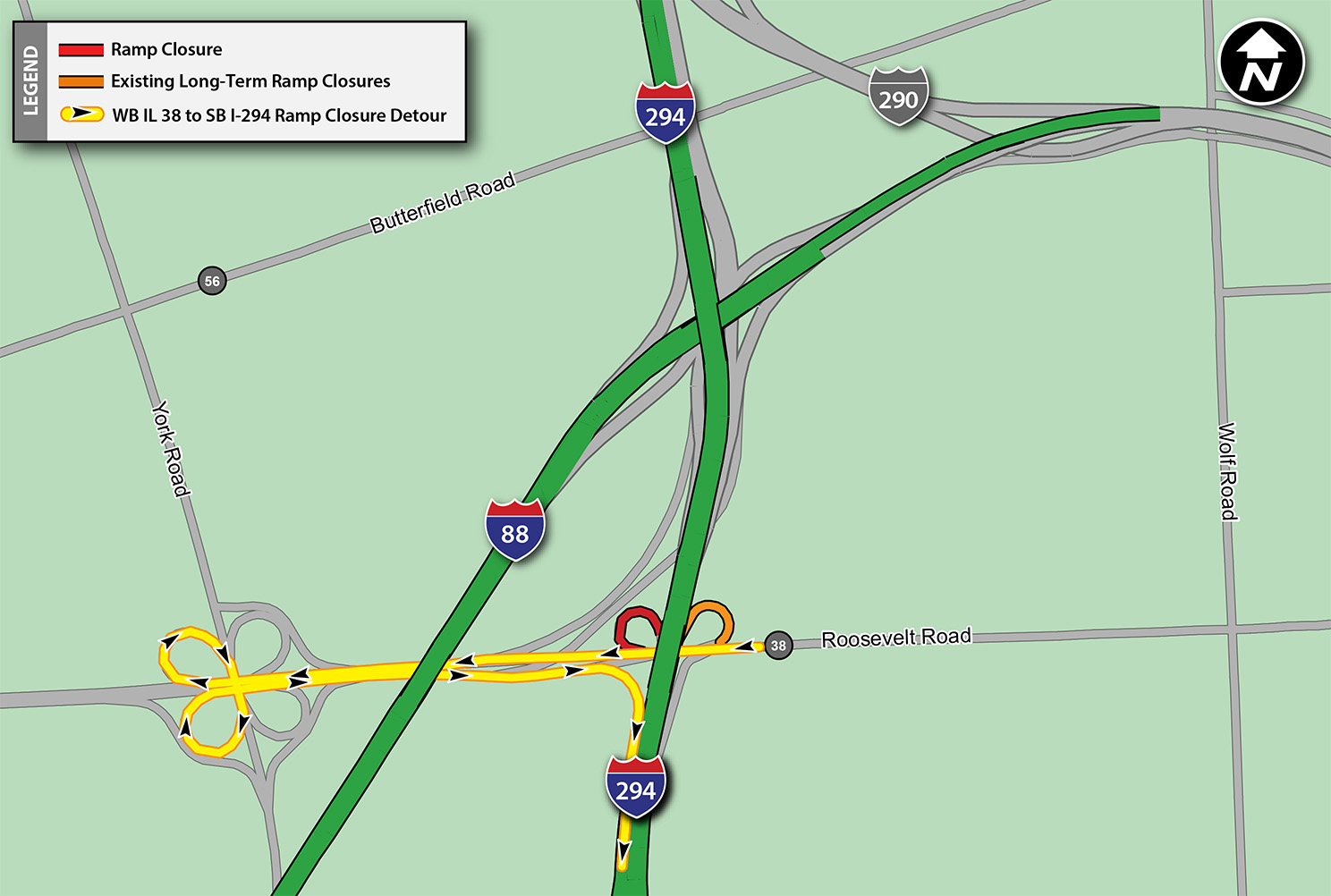 WB IL 38 to SB I-294 Detour