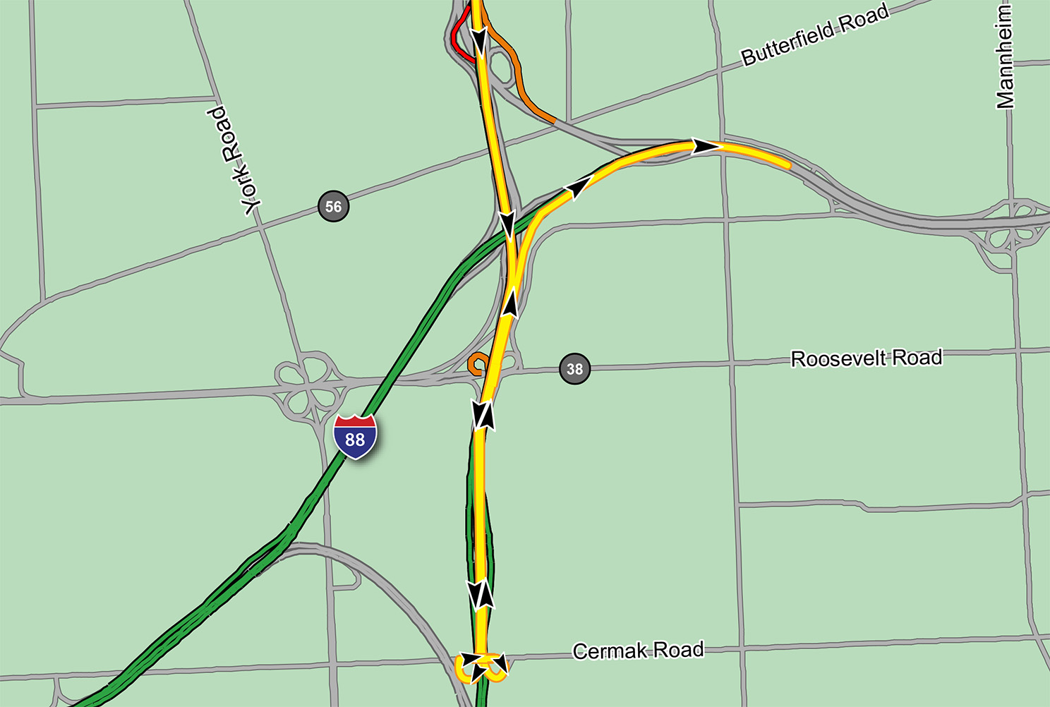 SB I-294 to EB I-290 Detour