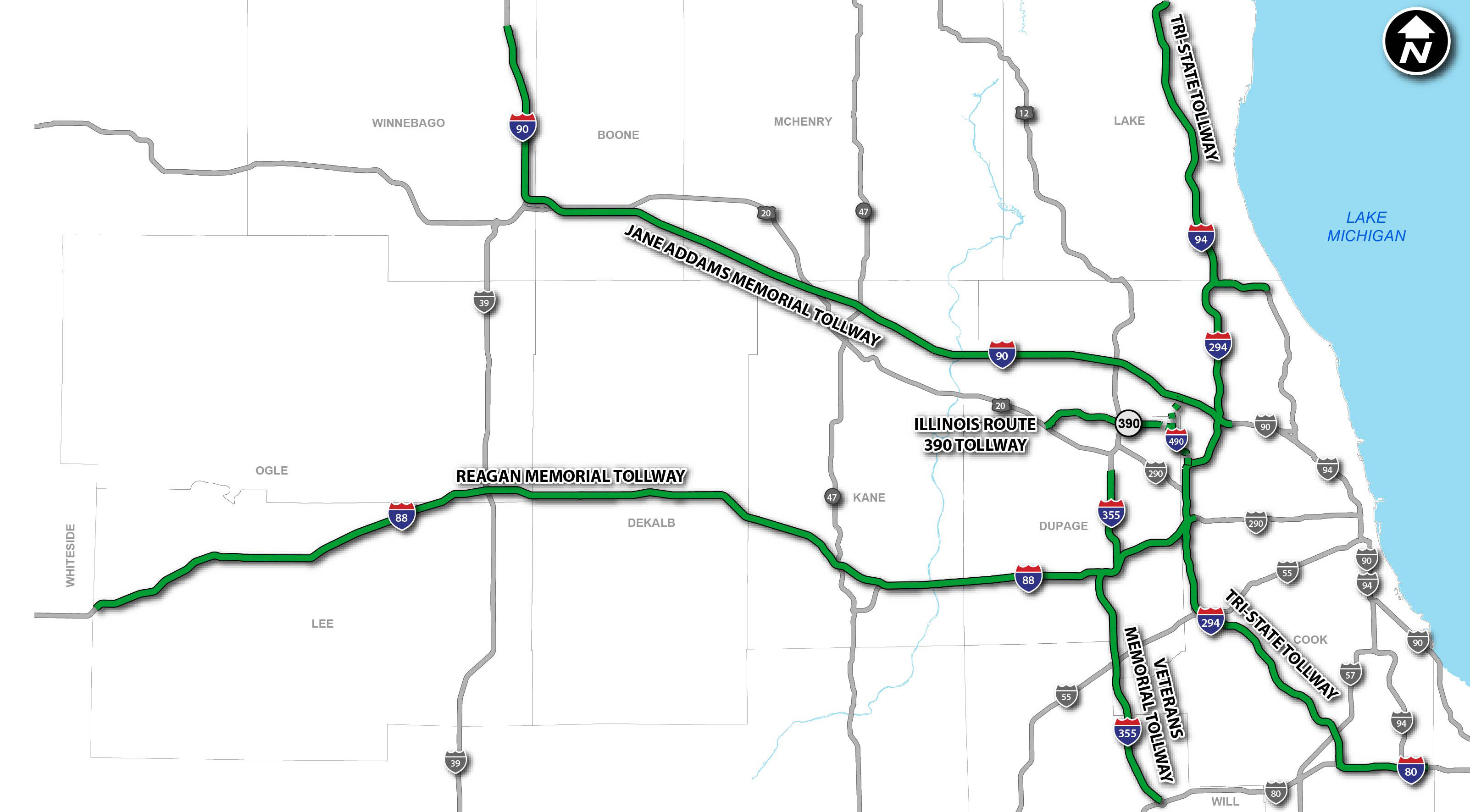 Illinois Tollway System Map